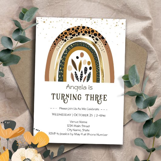 Invitation Rainbow Boho 2e anniversaire