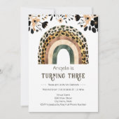 Invitation Rainbow Boho Floral 2e anniversaire (Devant)