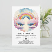 Invitation Rainbow Boho Nuds Girl Birthday (Debout devant)