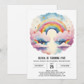 Invitation Rainbow Boho Nuds Girl Birthday (Devant / Derrière)