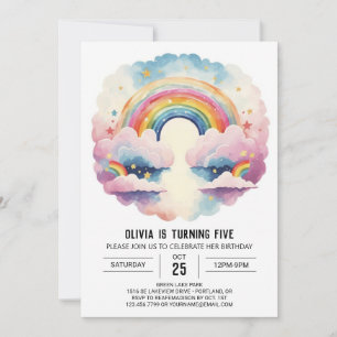 Invitation Rainbow Boho Nuds Girl Birthday