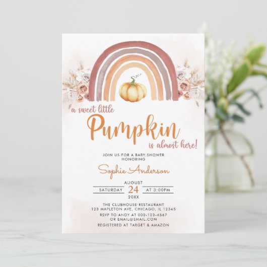 Invitation Rainbow Boho Un Baby shower Automne Un Peu Citroui (Debout devant)