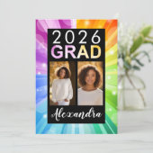 Invitation Rainbow Bubble Art Class of 2025 Photo Graduation (Debout devant)