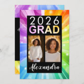 Invitation Rainbow Bubble Art Class of 2025 Photo Graduation (Devant / Derrière)