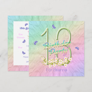 Invitation Rainbow Butterflies 13e anniversaire de fête Invit