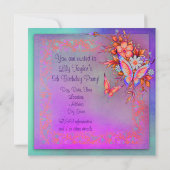 Invitation Rainbow Butterfly Girls 5th Birthday Party (Dos)