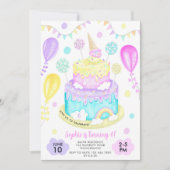 Invitation Rainbow Cake Anniversaire Fête Pour Filles (Devant)