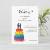 Invitation Rainbow cake et élégant script gay mariage (Debout devant)