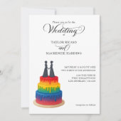 Invitation Rainbow cake et élégant script gay mariage (Devant)