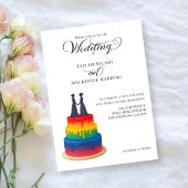 Invitation Rainbow cake et élégant script gay mariage