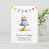 Invitation Rainbow Cake et Stars Premier anniversaire (Debout devant)