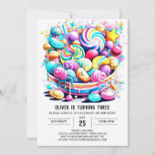 Invitation Rainbow Candy Editable Anniversaire (Devant)