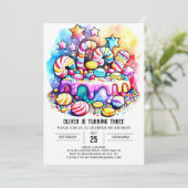 Invitation Rainbow Candyland Editable Anniversaire (Debout devant)