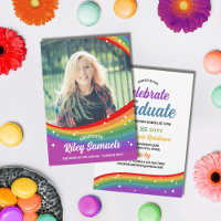 Rainbow Cartoon Sparkles Photo Graduation