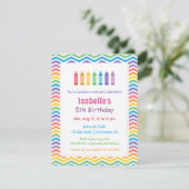 Invitation Rainbow Chevron Crayons Arts Anniversaire de enfan (Debout devant)