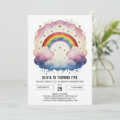 Invitation Rainbow Chic Nuages Anniversaire (Debout devant)