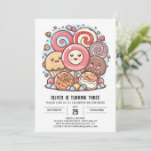 Invitation Rainbow Children's Lollipop Anniversaire (Debout devant)