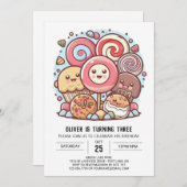 Invitation Rainbow Children's Lollipop Anniversaire (Devant / Derrière)