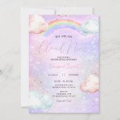 Invitation Rainbow Cloud Blush Gender Reveal Glitter (Devant)