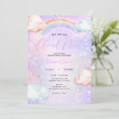 Invitation Rainbow Cloud Blush Gender Reveal Glitter (Debout devant)