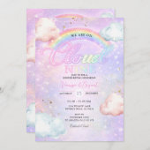 Invitation Rainbow Cloud Galaxy Glitter Gender Reveal  (Devant / Derrière)
