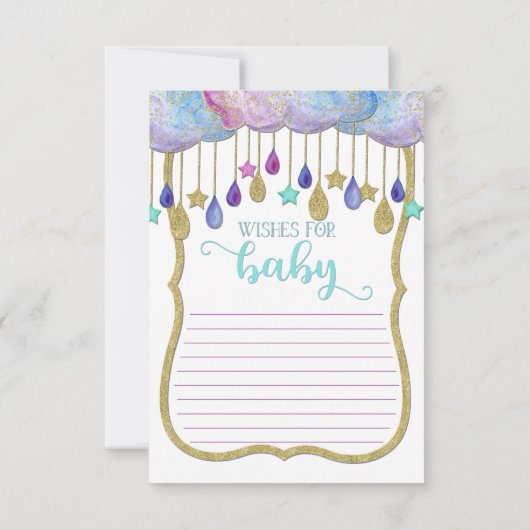 Invitation Rainbow Cloud Gold Parties scintillant des souhait (Dos)