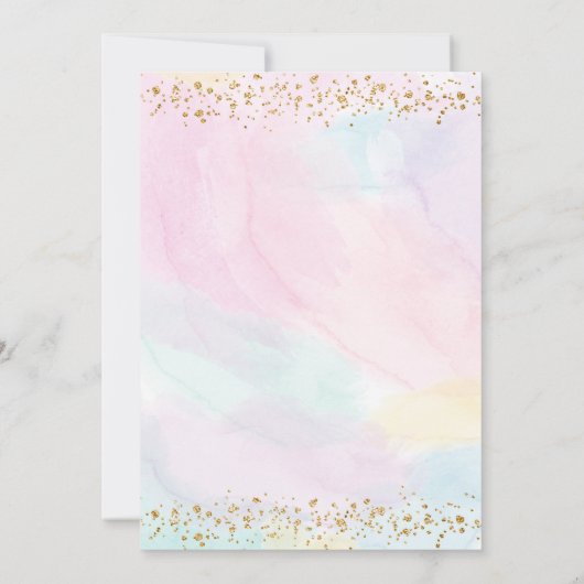 Invitation Rainbow Cloud Hearts Aquarelle Anniversaire (Dos)