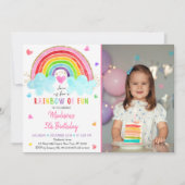 Invitation Rainbow Cloud Hearts Aquarelle Anniversaire (Devant)