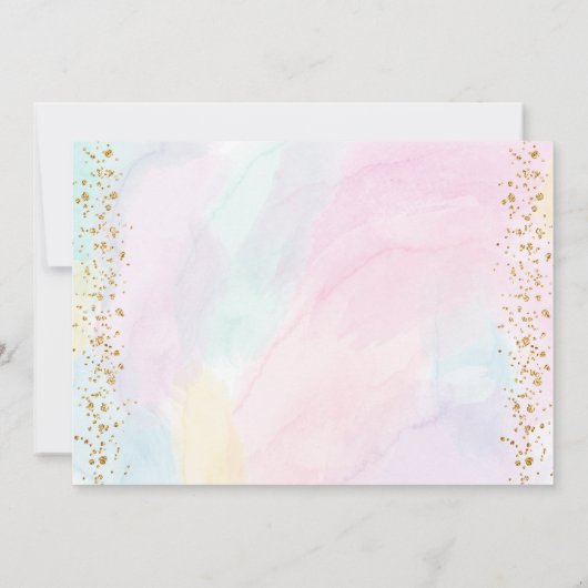 Invitation Rainbow Cloud Hearts Aquarelle Anniversaire (Dos)