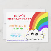 Invitation Rainbow Cloud Kawai fête d'anniversaire (Devant)