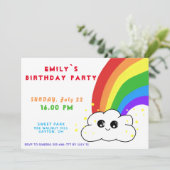 Invitation Rainbow Cloud Kawai fête d'anniversaire (Debout devant)