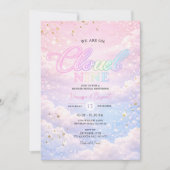 Invitation Rainbow Cloud Nine Sky Glitter Gender Reveal  (Devant)