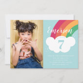 Invitation Rainbow Cloud Photo Anniversaire de enfant Party (Devant)
