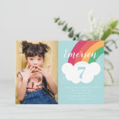 Invitation Rainbow Cloud Photo Anniversaire de enfant Party (Debout devant)