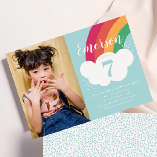 Invitation Rainbow Cloud Photo Anniversaire de enfant Party