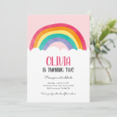 Invitation Rainbow Clouds amusant rose Girl Anniversaire Invi (Debout devant)