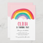 Invitation Rainbow Clouds amusant rose Girl Anniversaire Invi (Devant / Derrière)