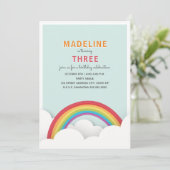 Invitation Rainbow Clouds Blue Sky fête d'anniversaire (Debout devant)