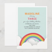 Invitation Rainbow Clouds Blue Sky fête d'anniversaire (Devant / Derrière)