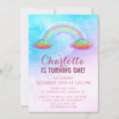 Invitation Rainbow Clouds Girls 1er anniversaire (Devant)
