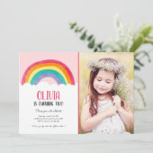 Invitation Rainbow Clouds Rose Girl Amusant Anniversaire Invi (Debout devant)