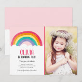 Invitation Rainbow Clouds Rose Girl Amusant Anniversaire Invi (Devant / Derrière)