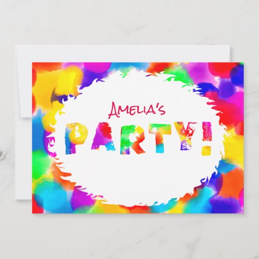 Invitation Rainbow Color Splash Party (Devant)
