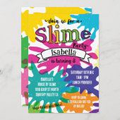 Invitation Rainbow Colorée Slime fête d'anniversaire (Devant / Derrière)