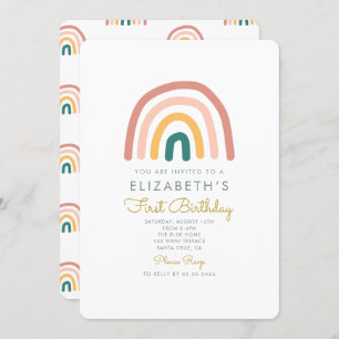 Invitation Rainbow Colorful Baby 1er anniversaire