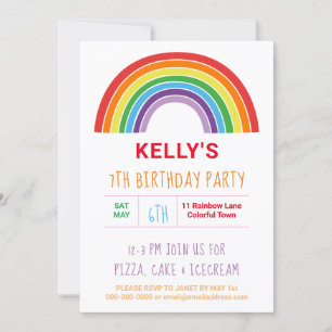 Invitation Rainbow Colorful Girls Birthday Party