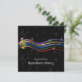 Invitation Rainbow Colour Music Notes Anniversaire (Debout devant)