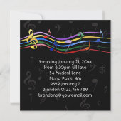 Invitation Rainbow Colour Music Notes Anniversaire (Dos)