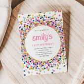 Invitation Rainbow Confetti Gold Parties scintillant Jeu Anni