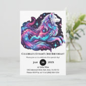 Invitation Rainbow Cosmic Wolf Birthday (Debout devant)